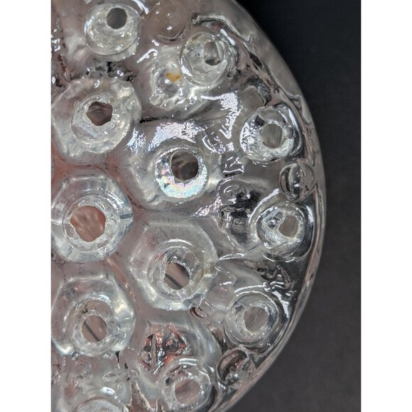 4" Davidson Dome Flower Block, 19 holes clear pressed glass flower frog, English - Picture 5 of 10